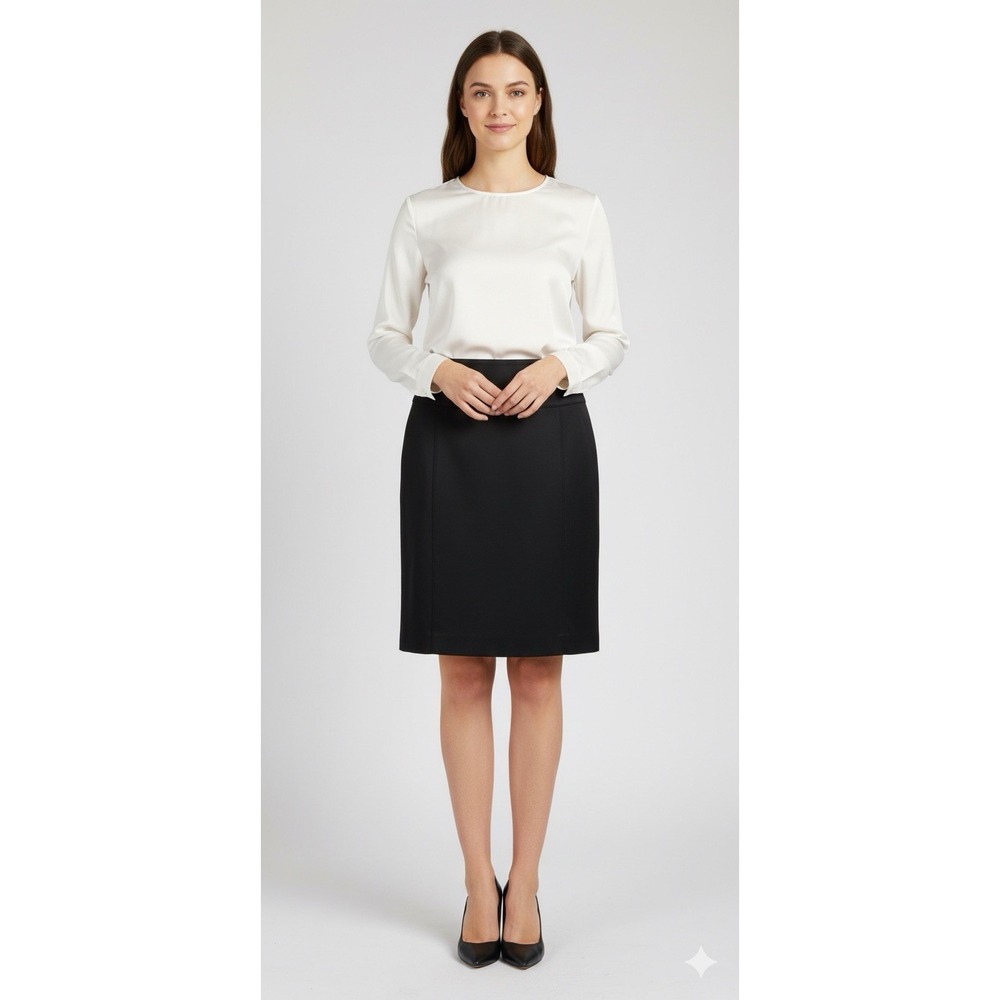 Armani Collezioni Antinea Pencil Skirt Women's 12 Black Stretch Wool Work Office